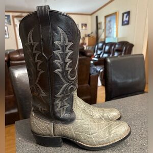Rios of Mercedes Black and Grey Elephant Leather Western Cowboy boots size 10A